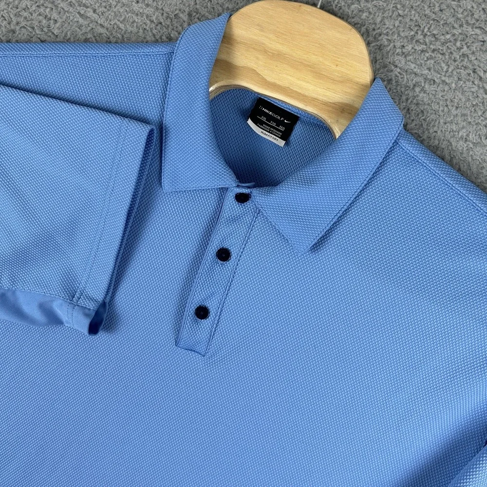 Nike Golf Polo Shirt‎ Mens XXL Blue Fit Dry Performance Athletic Swoosh Logo